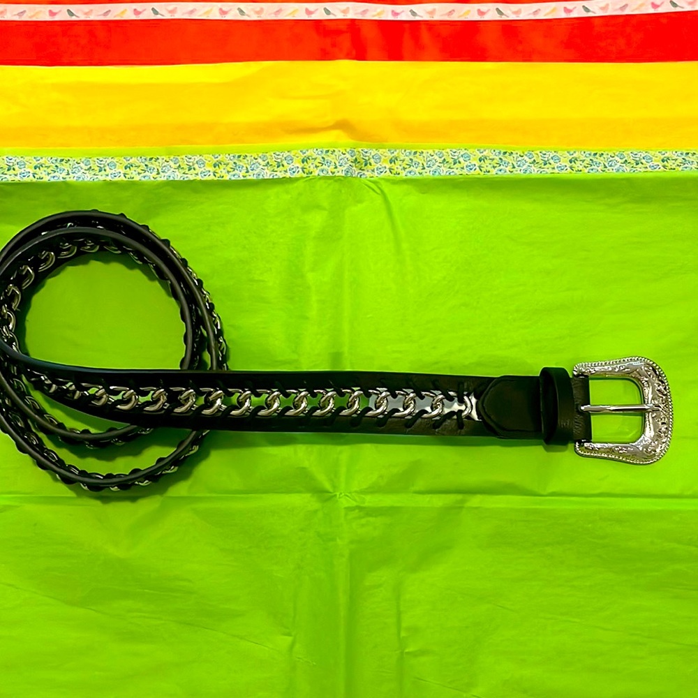 Free People leather & metal braided belt